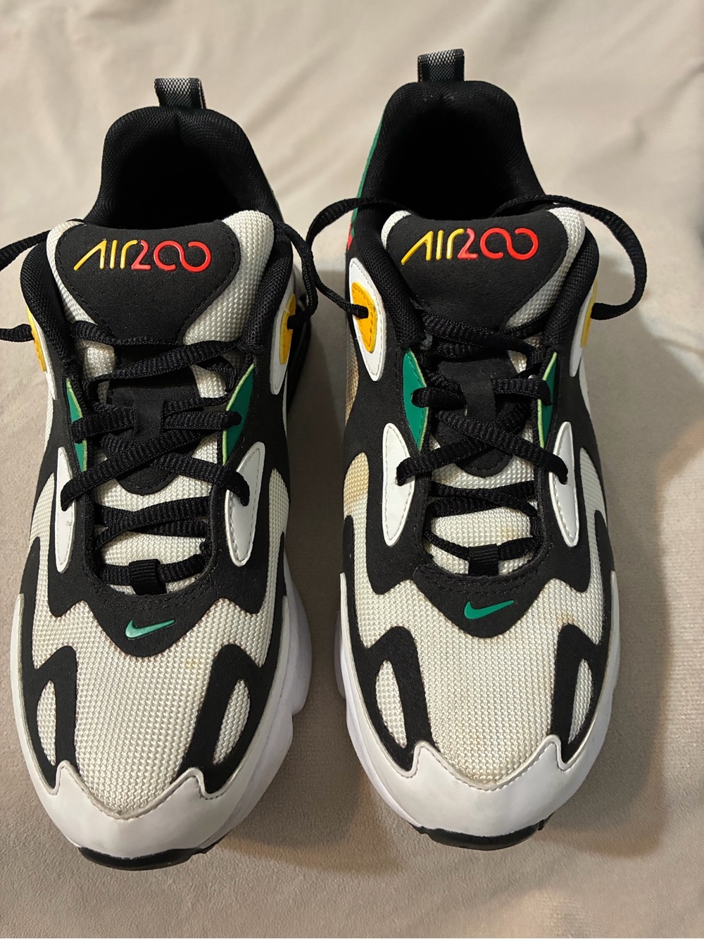 Nike Youth Air 200 Sneakers in White/Black/Green/Yellow